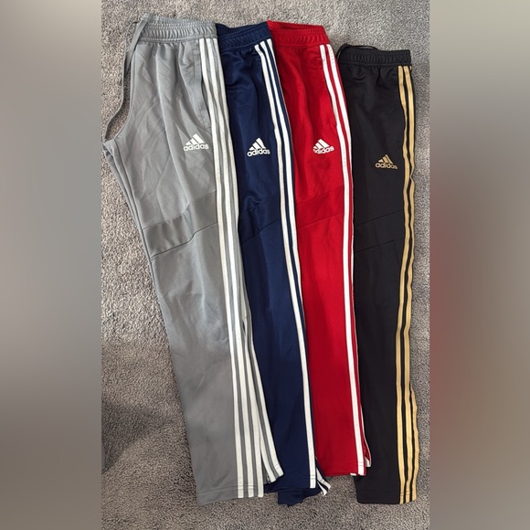 Adidas mens Sweatpants - Gray, Navy, Red, Black with Gold Stripes - Picture 1 of 5